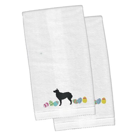 Carolines Treasures Croatian Sheepdog Easter White Embroidered Plush Hand Towel, 2PK CK1630KTEMB